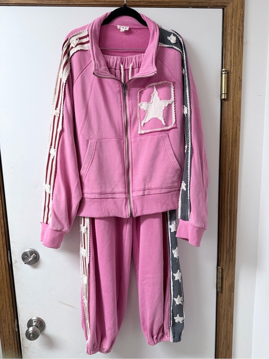 POL Pants - POL Pink Star Track Pants & Zip Jacket Set